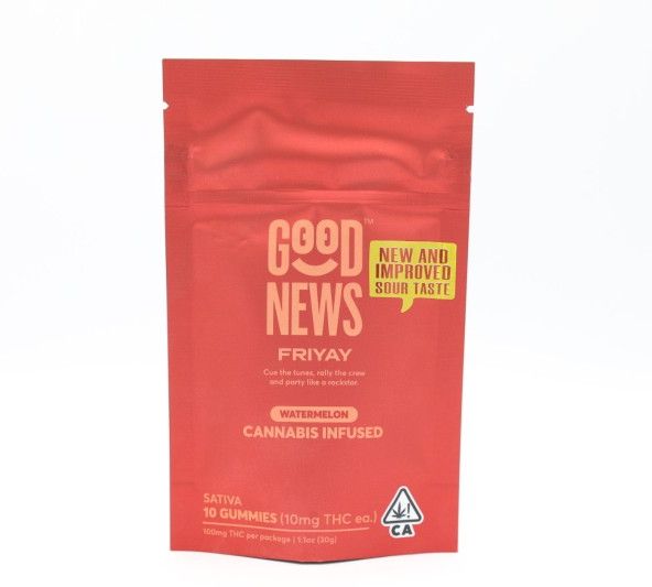Good News Sour Friyay Gummy 100mg, 10pc Pouch