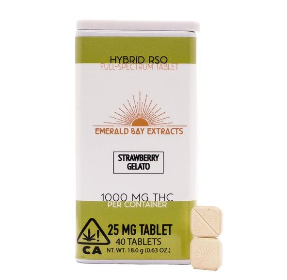 Emerald Bay Extracts 25mg Tablets - Hybrid - Strawberry Gelato - 1000mg Package