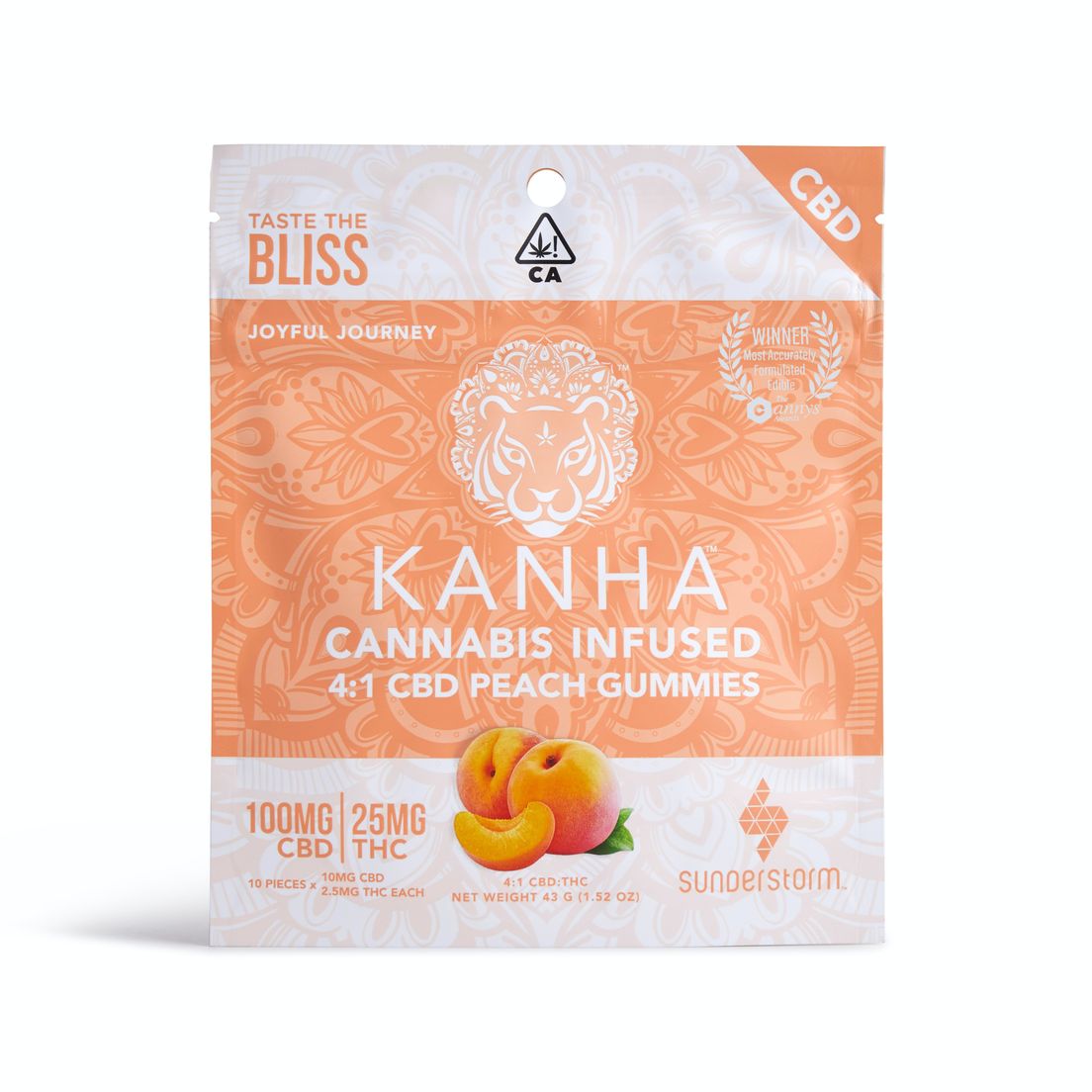 Kanha- PEACH 4:1 CBD GUMMIES