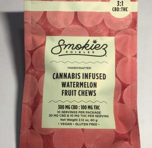 3:1 Gummies Watermelon Smokies 10mg THC 30mg CBD pp 100/300 mg per pack