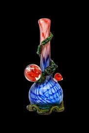 14" HIGH POINT GLASS FLORAL BULB ASCENDER BONG