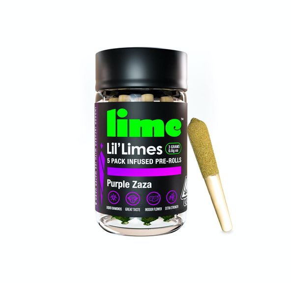 Diamond & Hash Infused Lil' Limes (.6g x 5 Mini Pre Rolls) | Purple Zaza
