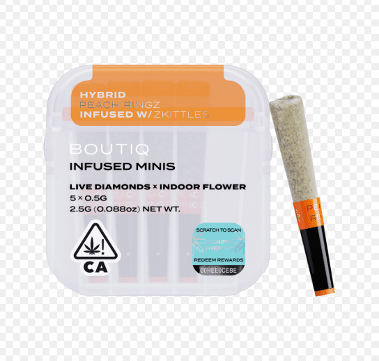 Boutiq Infused Mini Pre-roll 5pk Peach Ringz x Zkittlez 2.5g
