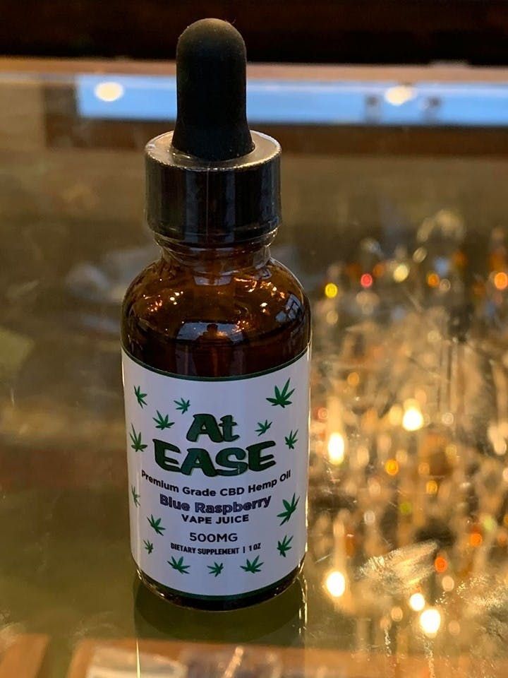 500 MG At Ease Blue Raspberry CBD Vape Juice 1 oz