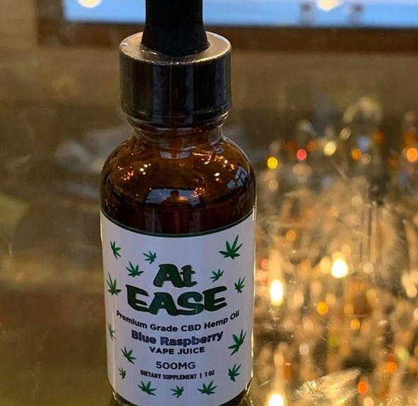 500 MG At Ease Blue Raspberry CBD Vape Juice 1 oz