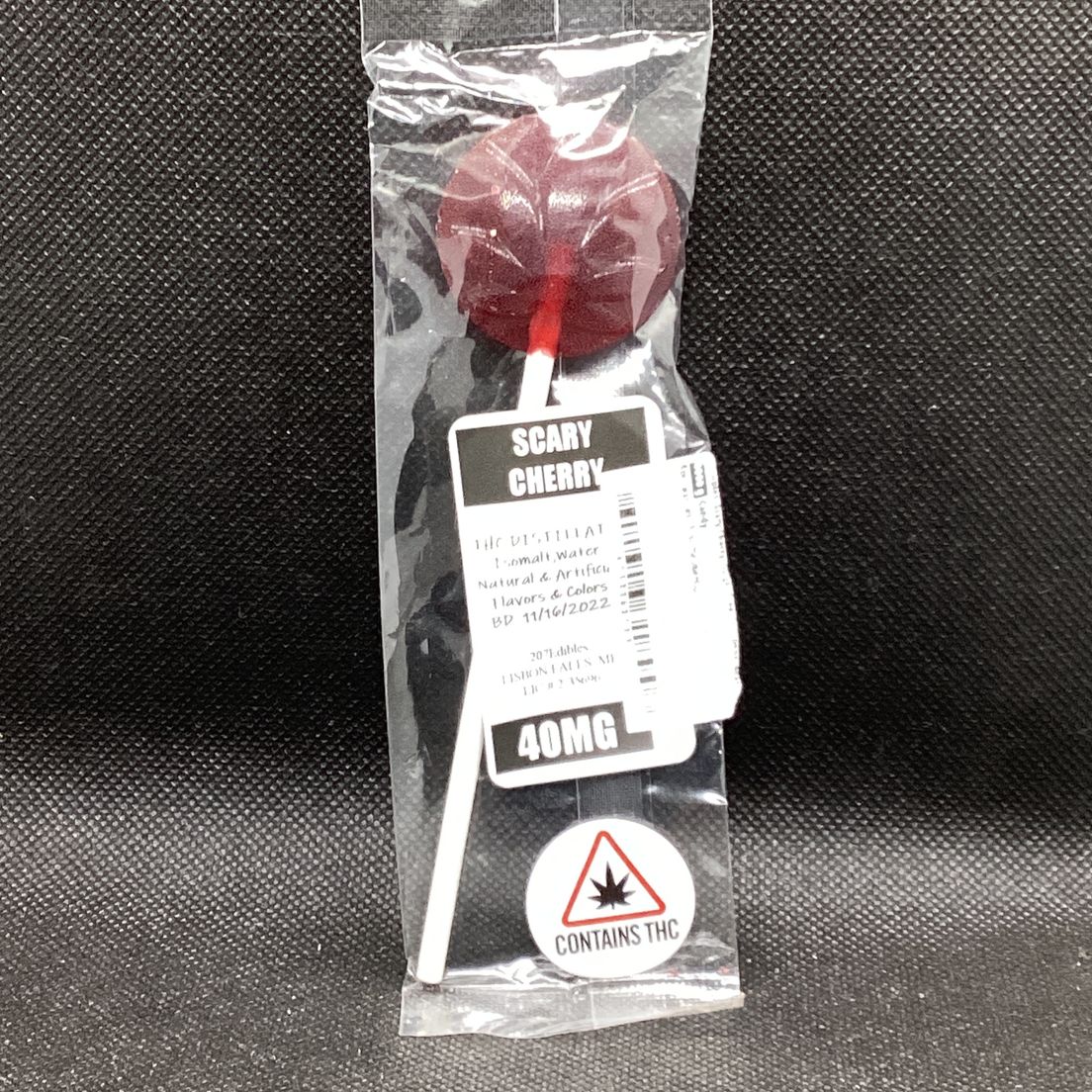 207 Edibles- Scary Cherry- Sugar Free- Lollipops- 40MG