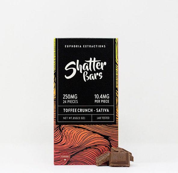 Toffee Crunch Sativa 250mg Shatter Bar by Euphoria Extractions