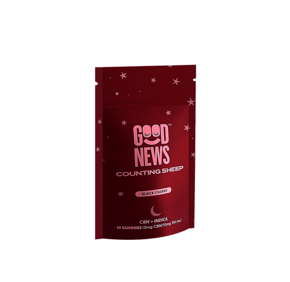 GOOD NEWS - BLACK CHERY "COUNTING SHEEP" GUMMIES 1:2 CBN/ THC100MG