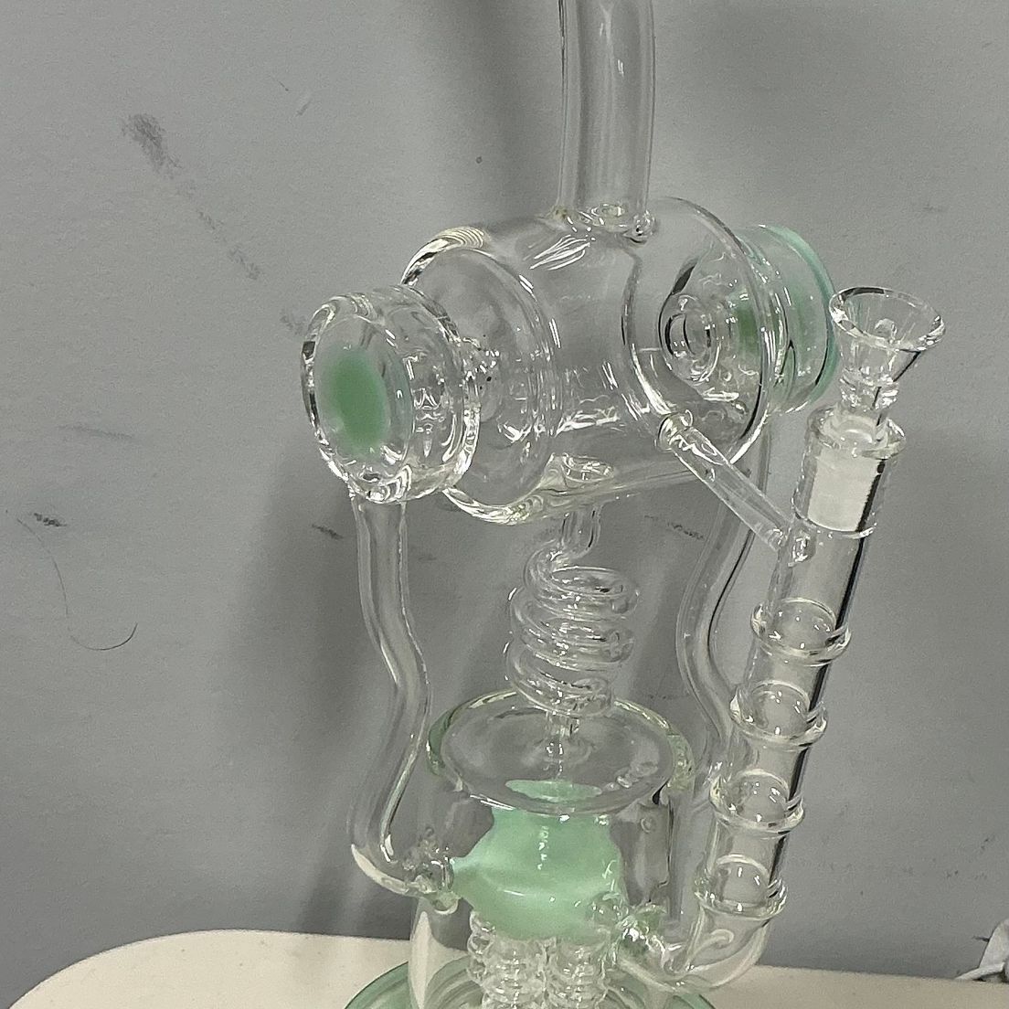 GB#1 Green / Black Spiral Perc Bong