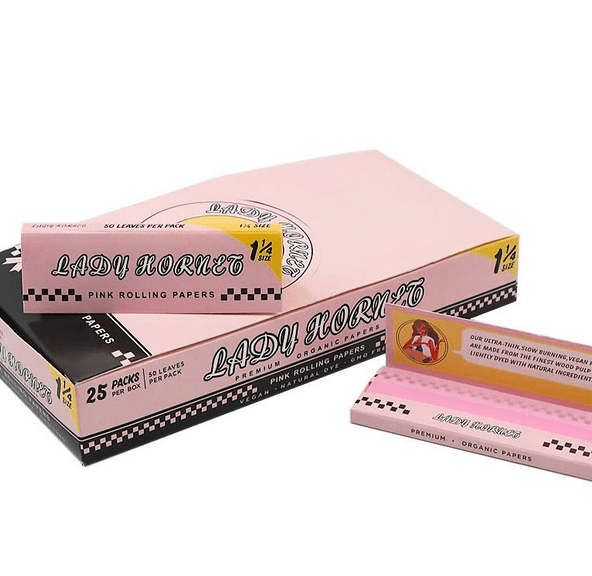 1-1/4 Sized Pink Rolling Papers by Lady Hornet