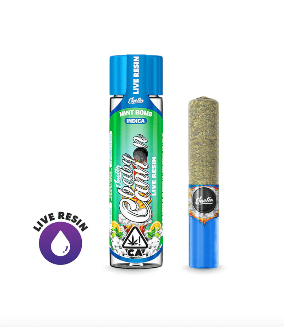 Jeeter Baby Cannon 1.3g Live Resin Infused Pre Roll Mint Bomb