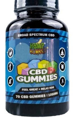 Hemp Bombs CBD Gummies High Potency 30-Count Broad Spectrum 70CT / 1050MG
