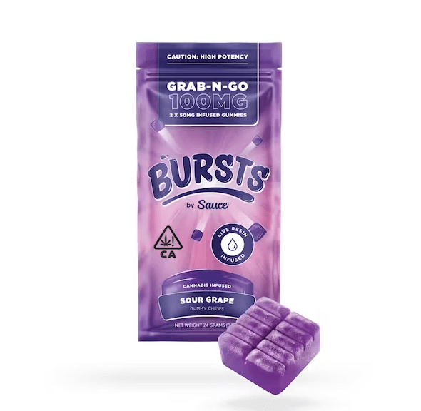 Bursts Sour Grape - 100MG Live Resin Infused Edibles