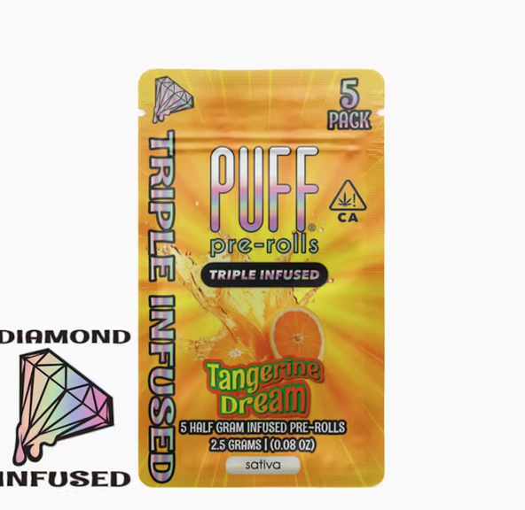 PUFF - Tangerine Dream - 5pk Diamond Infused Prerolls - 2.5 g