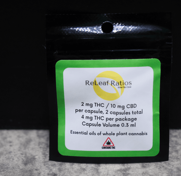 Releaf Ratios- Capsules- 2mg THC/ 10mg CBD- 2 pk