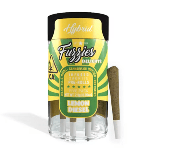 PRE-ORDER ONLY 2.5g Lemon Diesel (Hybrid) Infused Shortie Fuzzies 5-Pack Prerolls - Sublime