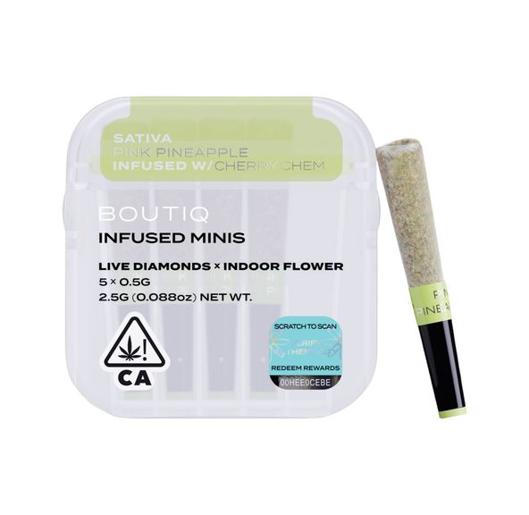 Boutiq Infused Mini Pre-roll 5pk Pink Pineapple x Cherry Chem 2.5g