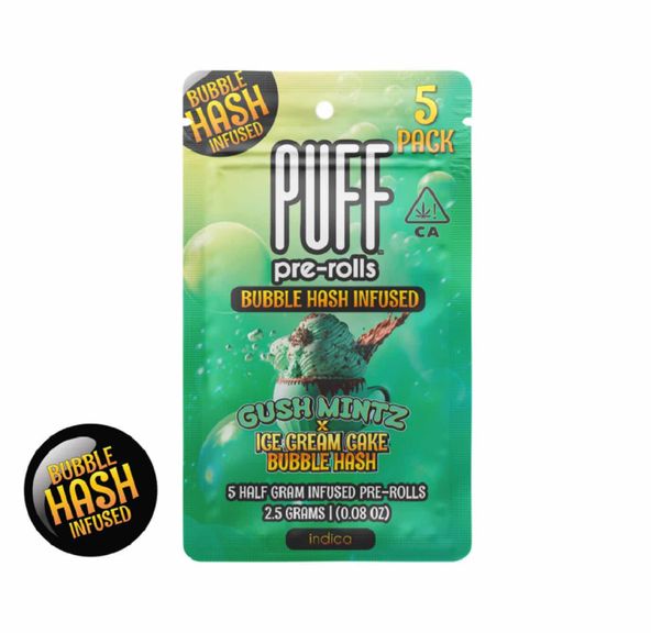 PUFF - Gush Mintz x Ice Cream Cake - Bubble Hash Preroll (5 Pack) 2.5g