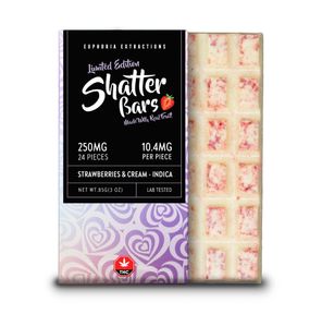 250mg Indica Strawberries & Cream Limited Edition Shatter Bar by Euphoria Extractions