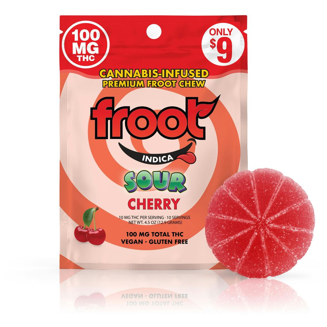 Froot Sour Cherry Gummy 100mg THC Single Cut to Dose