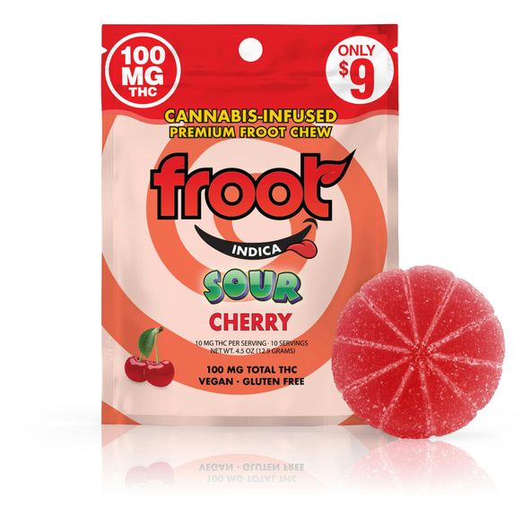 Froot Sour Cherry Gummy 100mg THC Single Cut to Dose