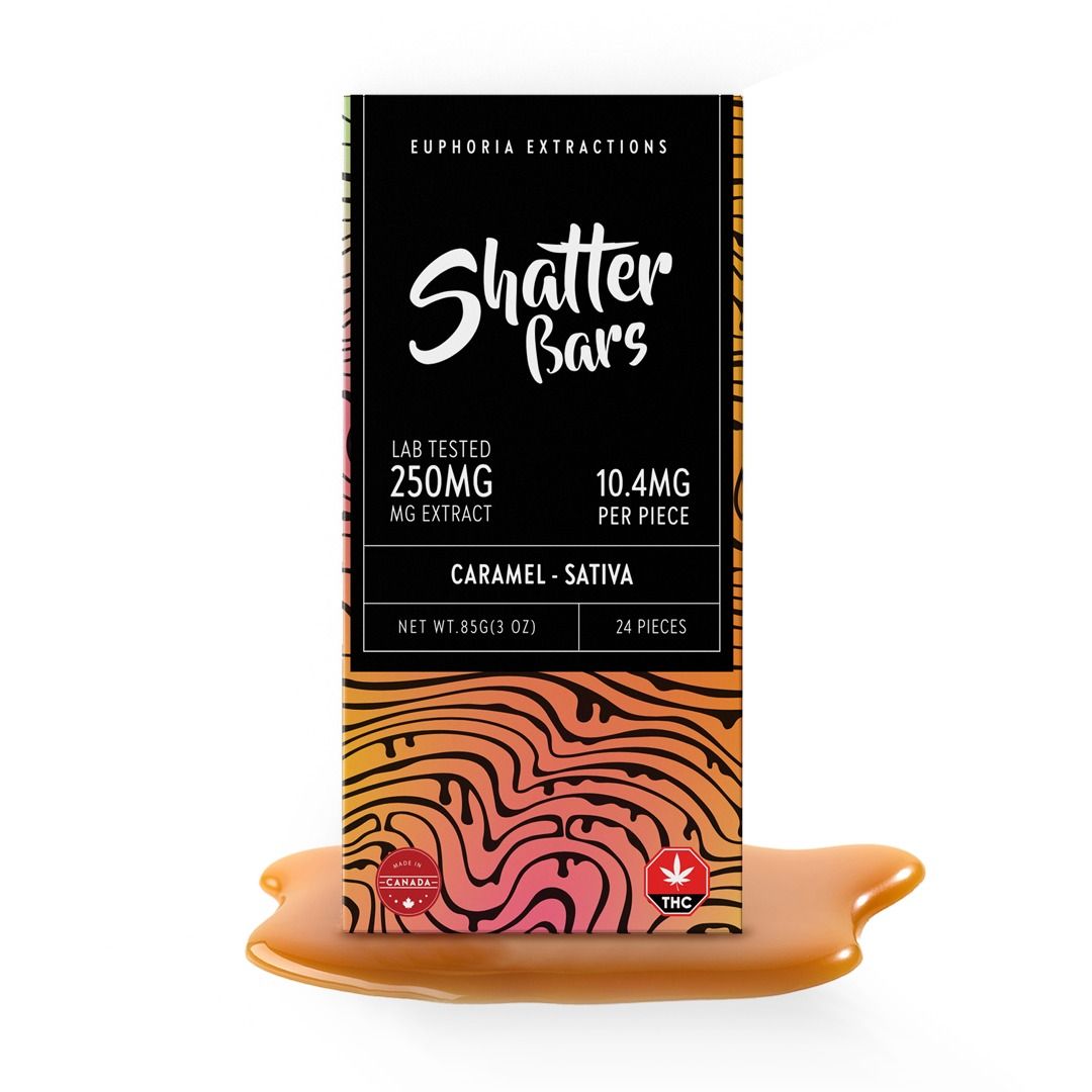 250mg Sativa Caramel Shatter Bar by Euphoria Extractions
