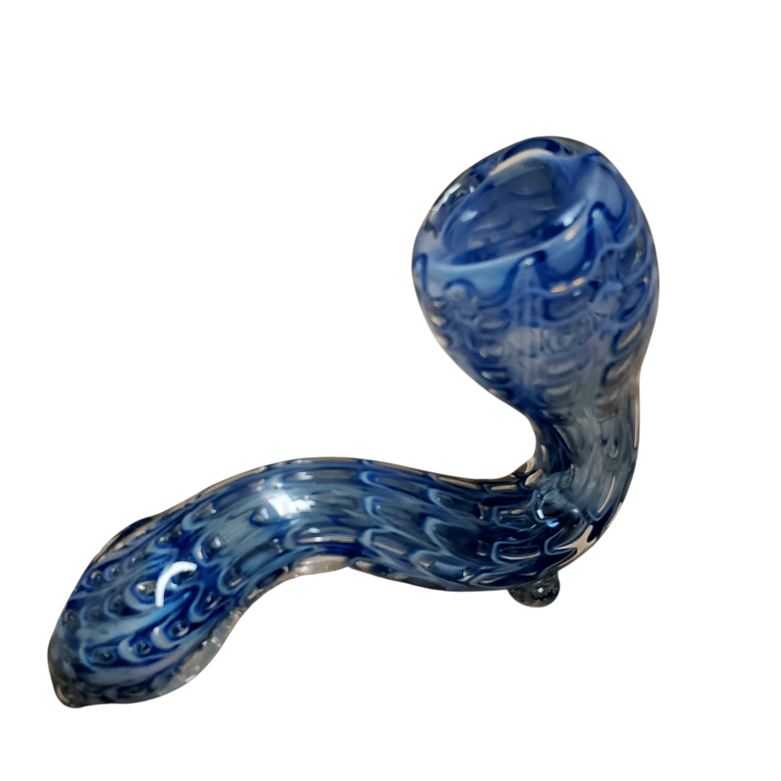 6" Curved Sherlock Holmes Pipe - Blue Glass