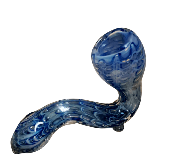 6" Curved Sherlock Holmes Pipe - Blue Glass