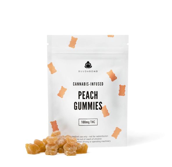 BUUDABOMB PEACH GUMMIES 100mg