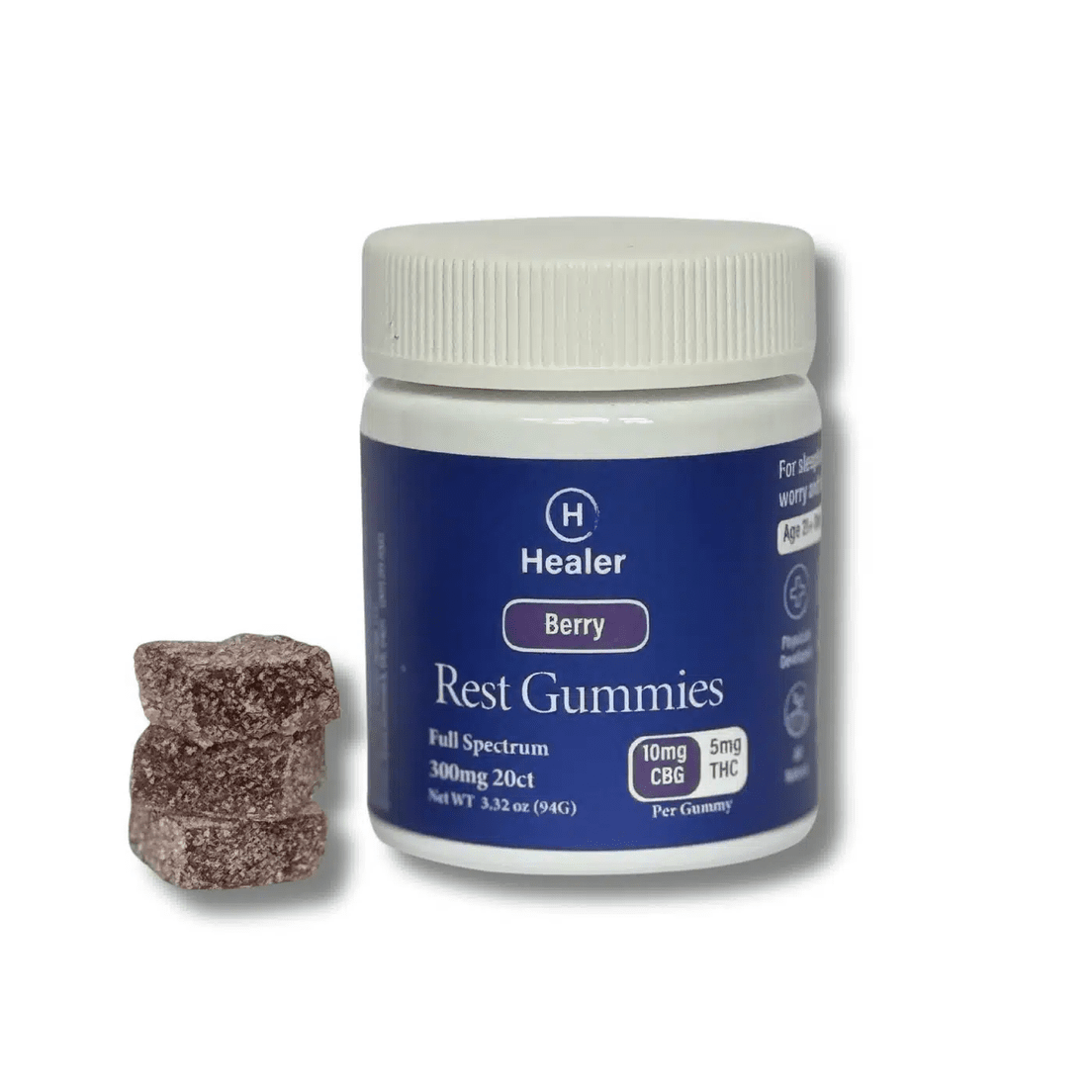 Healer Rest CBG:THC Gummies - 15mg each - 300mg total - 20 pcs