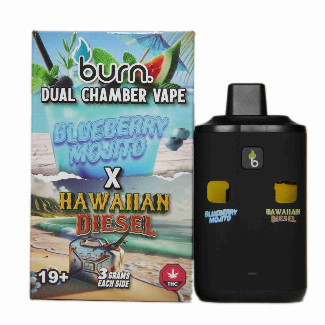 6 Gram Dual Chamber Burn Disposable – Blueberry Mojito + Hawaiian Diesel (3+3 Gram)