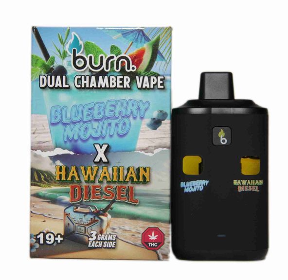 6 Gram Dual Chamber Burn Disposable – Blueberry Mojito + Hawaiian Diesel (3+3 Gram)