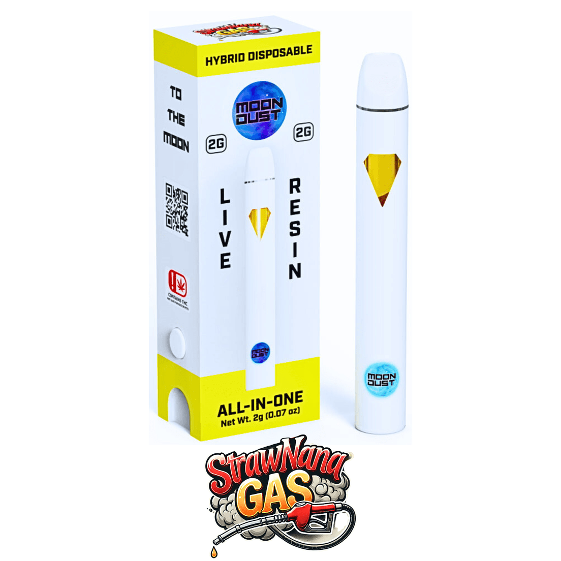 Moondust - 2G - LIVE RESIN DISPOSABLE - STRAWNANA GAS - HYBRID