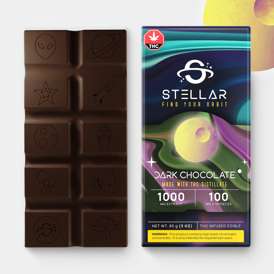 1000mg Vegan Deep Space Dark Chocolate Bar by Stellar Treats