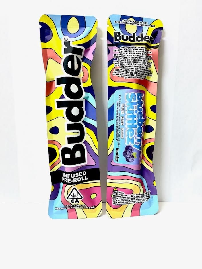 D. Budder 1.3g Infused Pre Roll - Blueberry Skittlez (H)