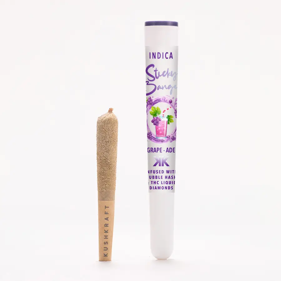 1 x 0.5g Infused Sticky Banger Pre-Roll Indica Grape Ade by KushKraft
