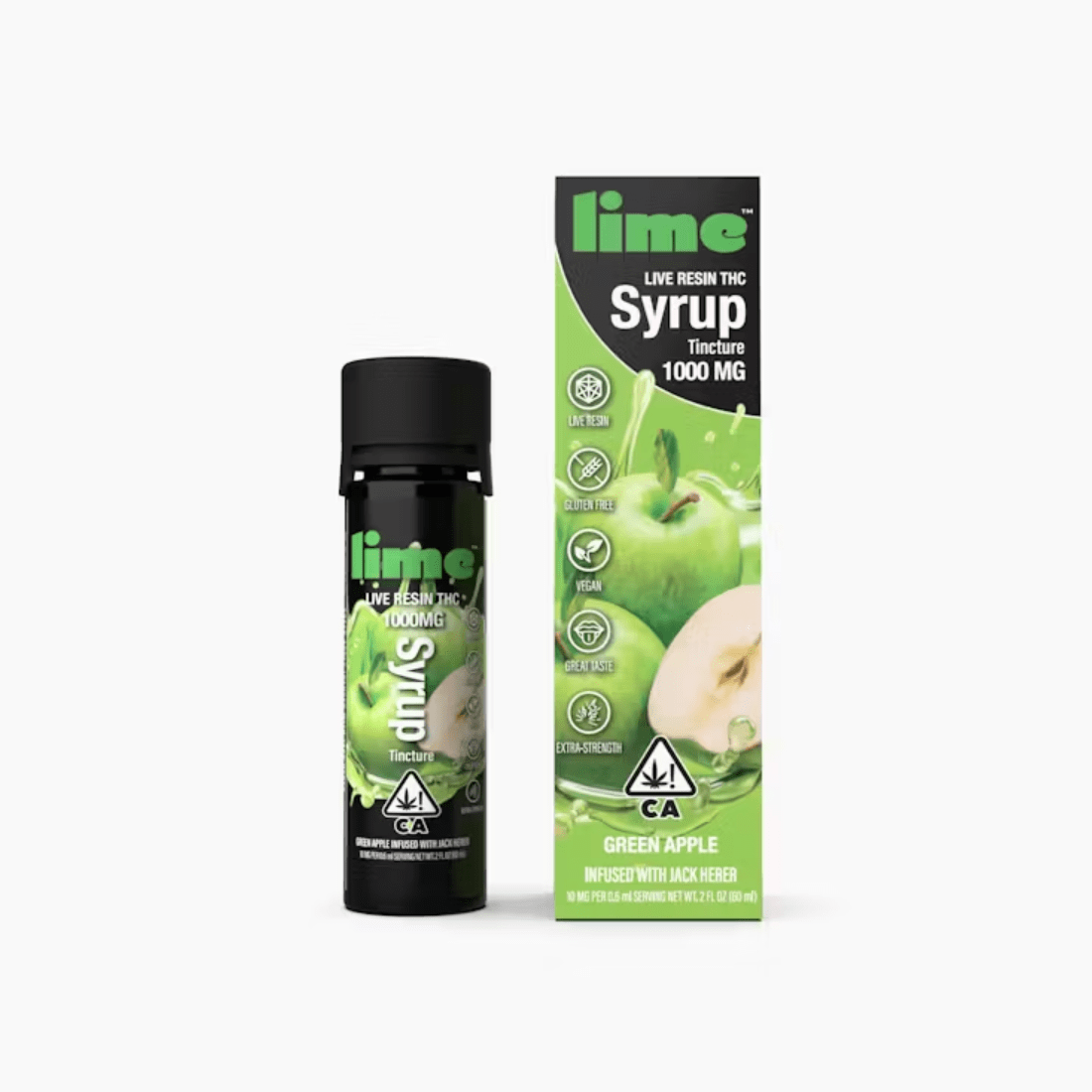 1000mg Live Resin THC Syrup Tincture | Green Apple