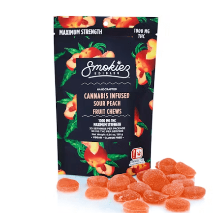 Sour Peach 1000mg THC Fruit Chews - OK