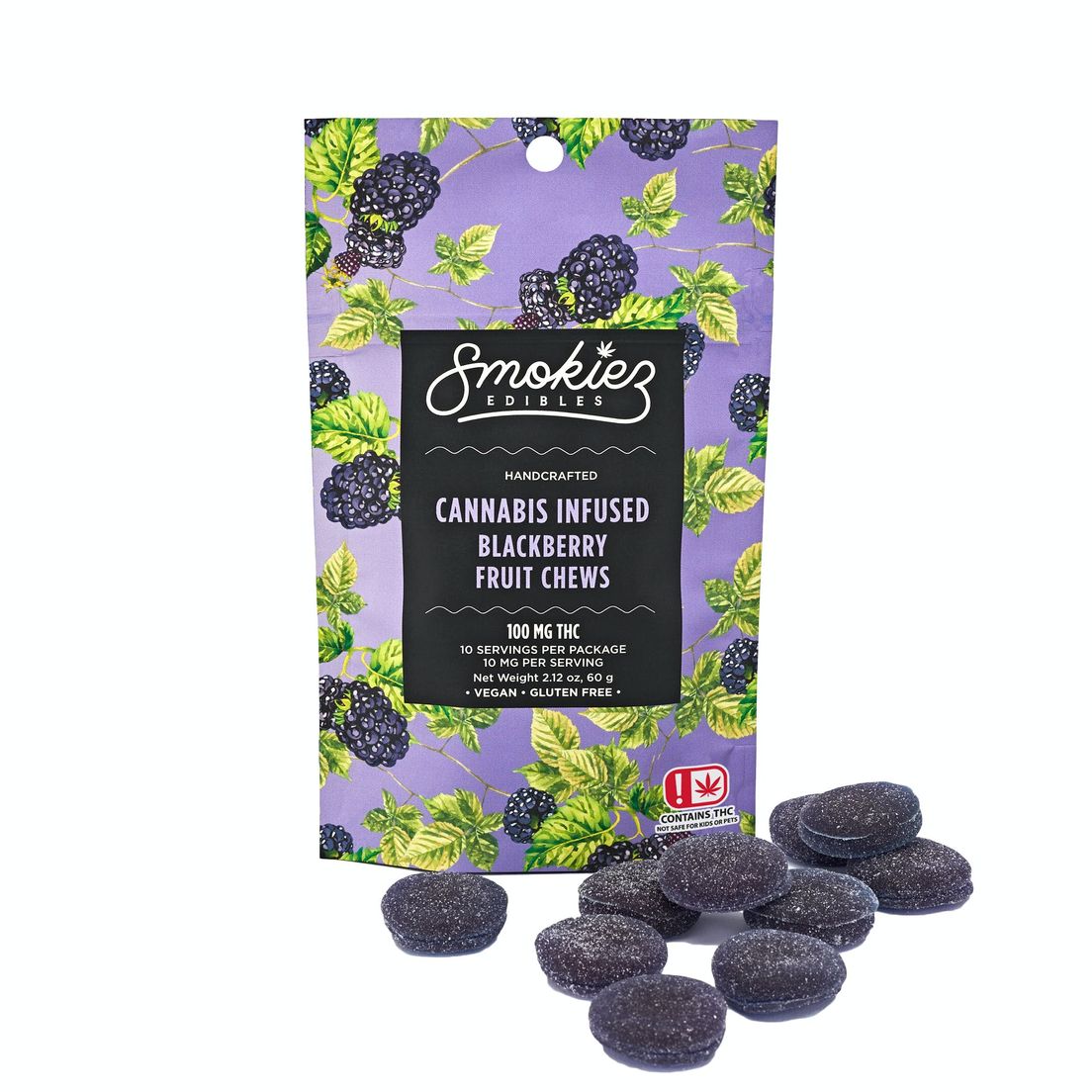 Sweet Blackberry Fruit Chews | THC | 100mg | Smokiez