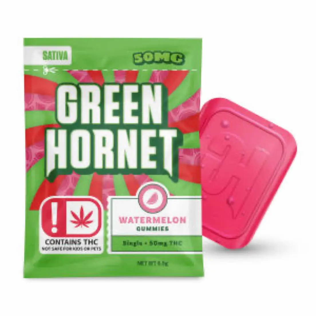 Green Hornet - 50mg Single Gummy - Watermelon