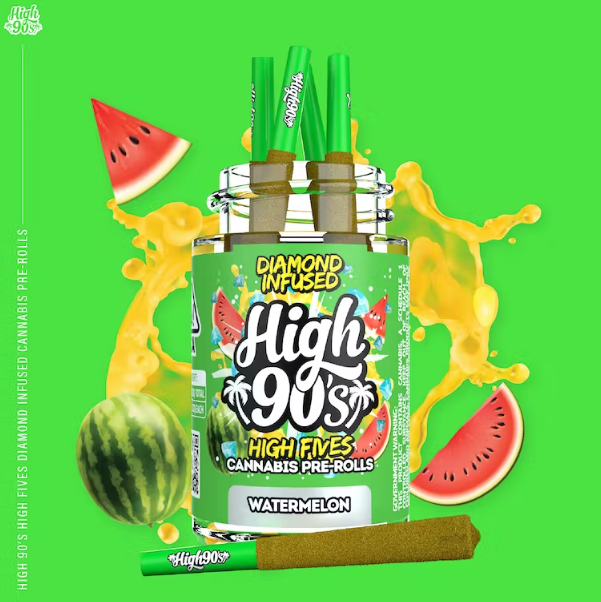 Watermelon 0.5g High Fives Diamond Infused Pre-Rolls 5 Pack