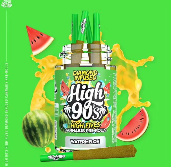 Watermelon 0.5g High Fives Diamond Infused Pre-Rolls 5 Pack