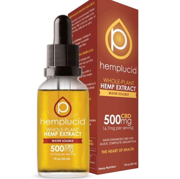 HEMPLUCID WATER SOLUBLE CBD OIL WHOLE PLANT HEMP EXTRACT 500MG