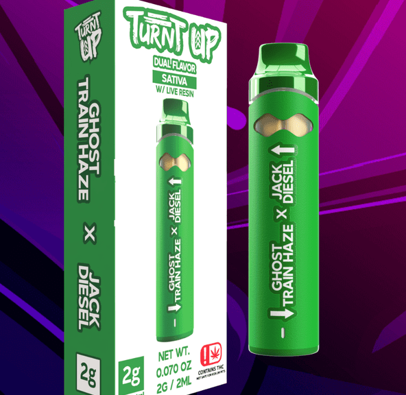 TURNT UP 2G DUAL CHAMBER DISPOSABLE- GHOST TRAIN HAZE X JACK DIESEL