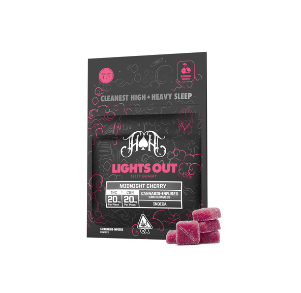 Heavy Hitters - Lights Out THC/CBN Gummy 100mg - 1:1 - Midnight Cherry