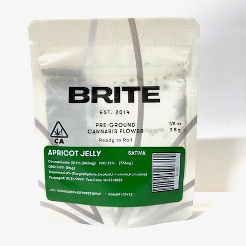 A. Brite 3.5g Pre-Ground Shake - Quality 7.5/10 - Apricot Jelly