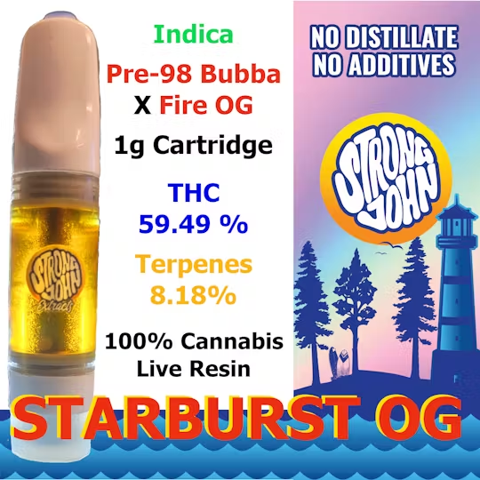 Strong John Extracts - Starburst OG Live Resin 510 Vape Cartridge 1g