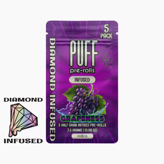 PUFF - Grapeness - 5pk Diamond Infused Prerolls - 2.5g