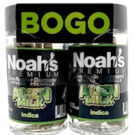 ALIEN MILK BOGO LIVE ROSIN DIAMOND INFUSED 5PK PREROLLS | INDICA