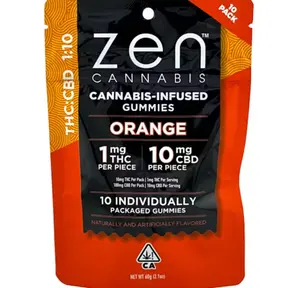 1:10 Orange 10mgTHC/100mgCBD 10 Pack Gummies 60.00 g